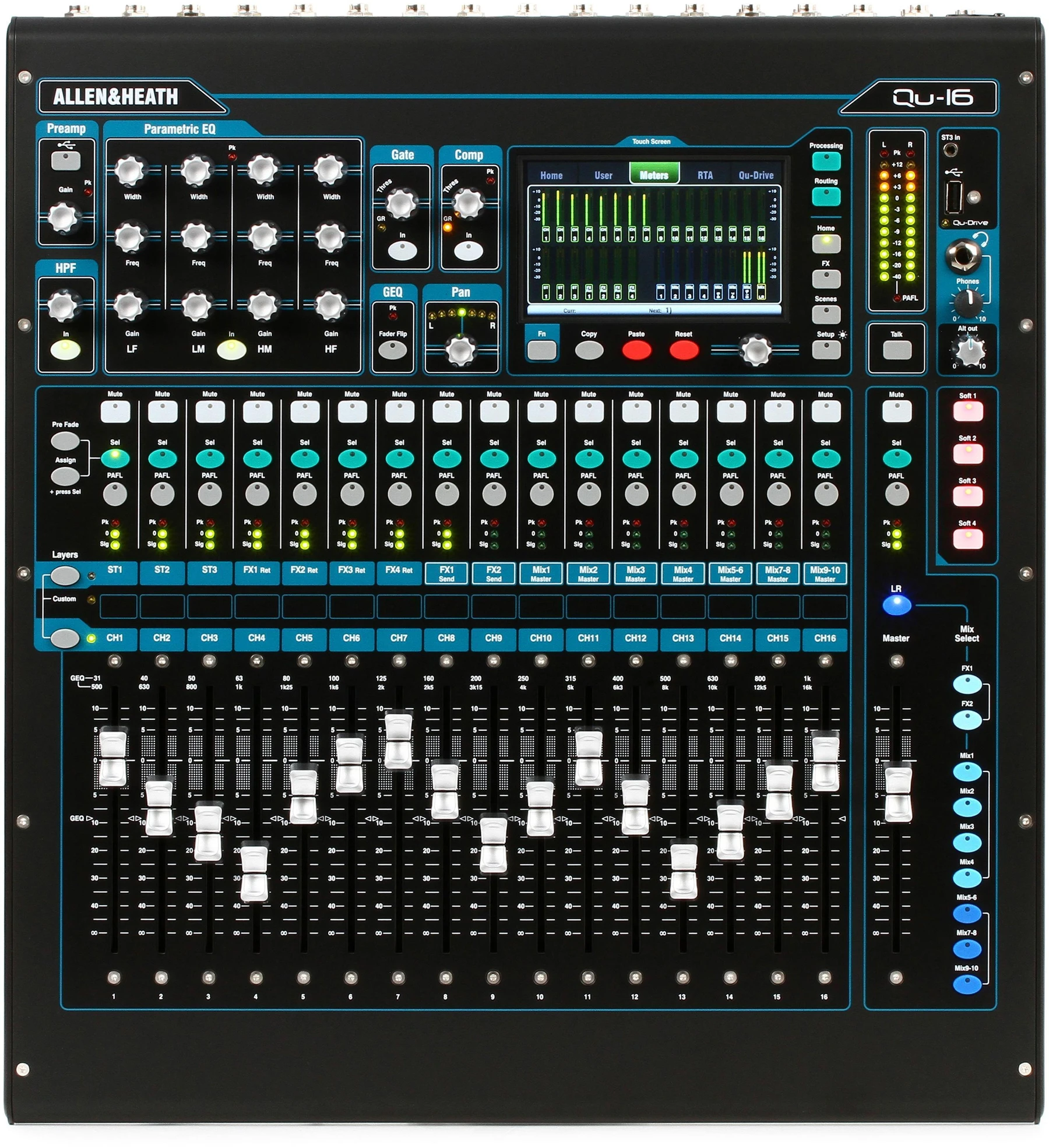Allen & Heath Qu-16 16通道数字调音台－铬色特别版