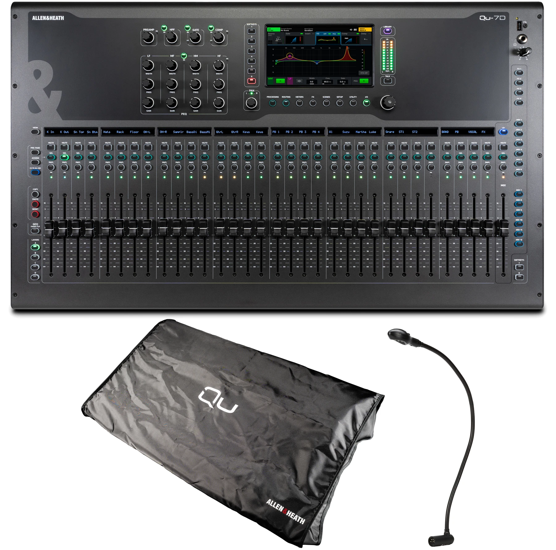 Allen & Heath Qu-7D 38通道数字调音台，含防尘罩和灯