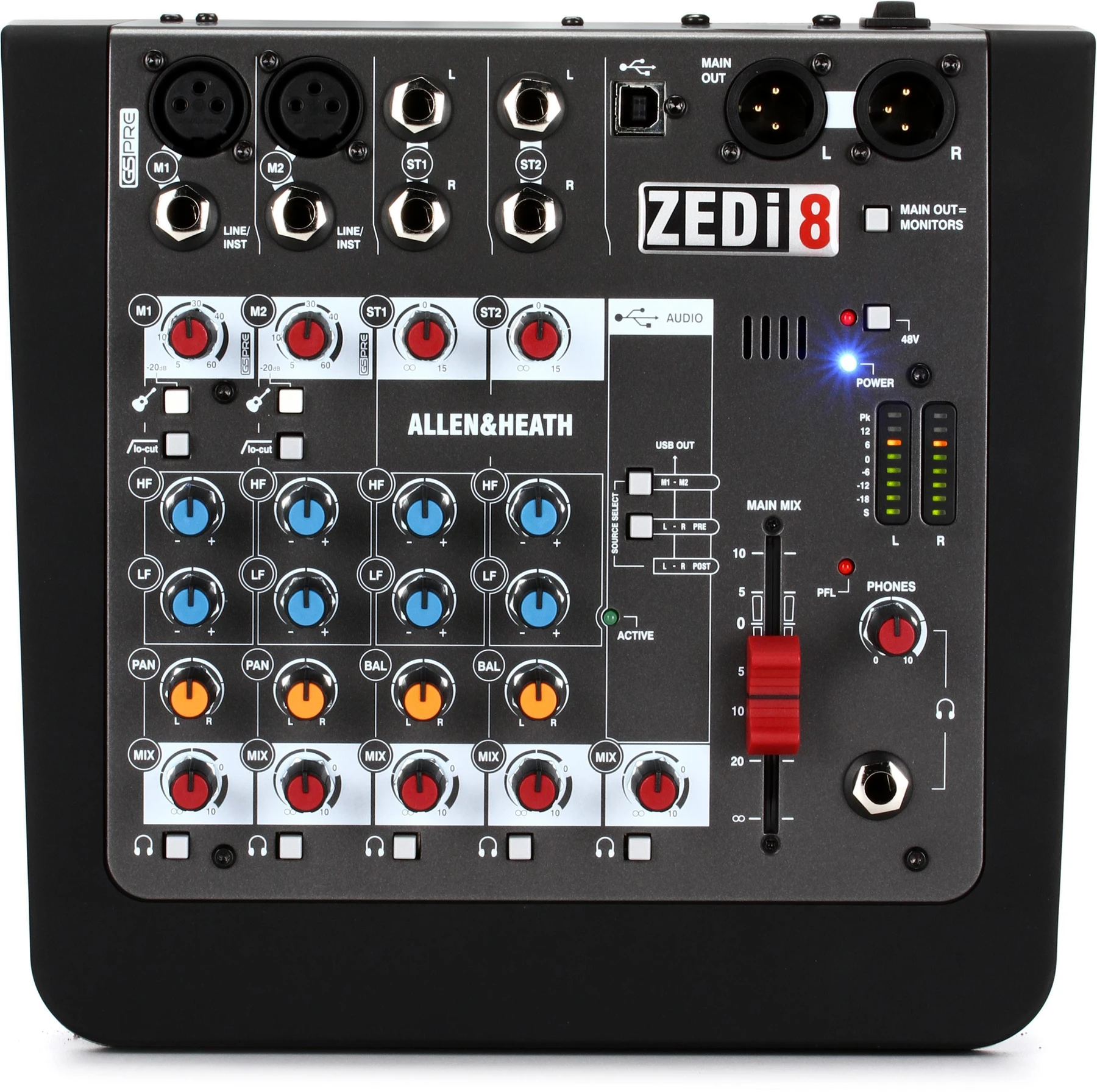 Allen & Heath ZEDi-8 8通道调音台，带USB音频接口