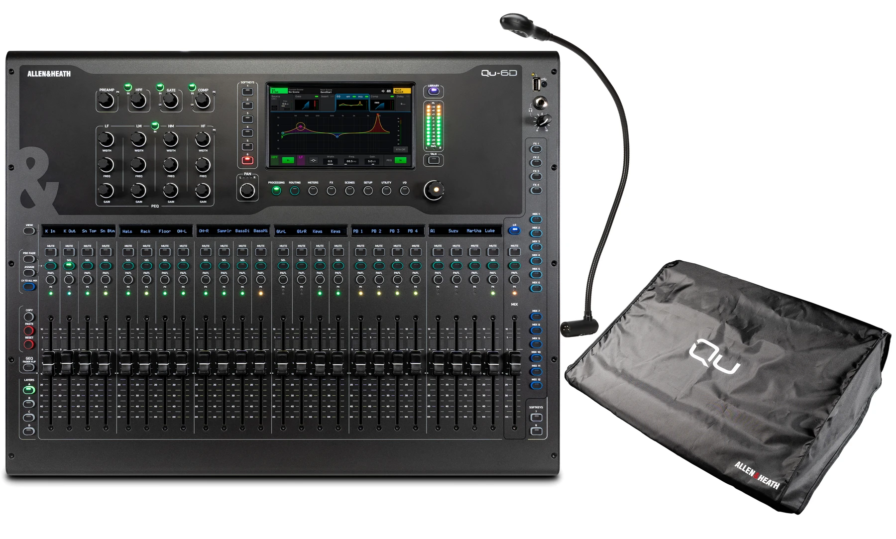Allen & Heath Qu-6D 38通道数字调音台，含防尘罩和灯