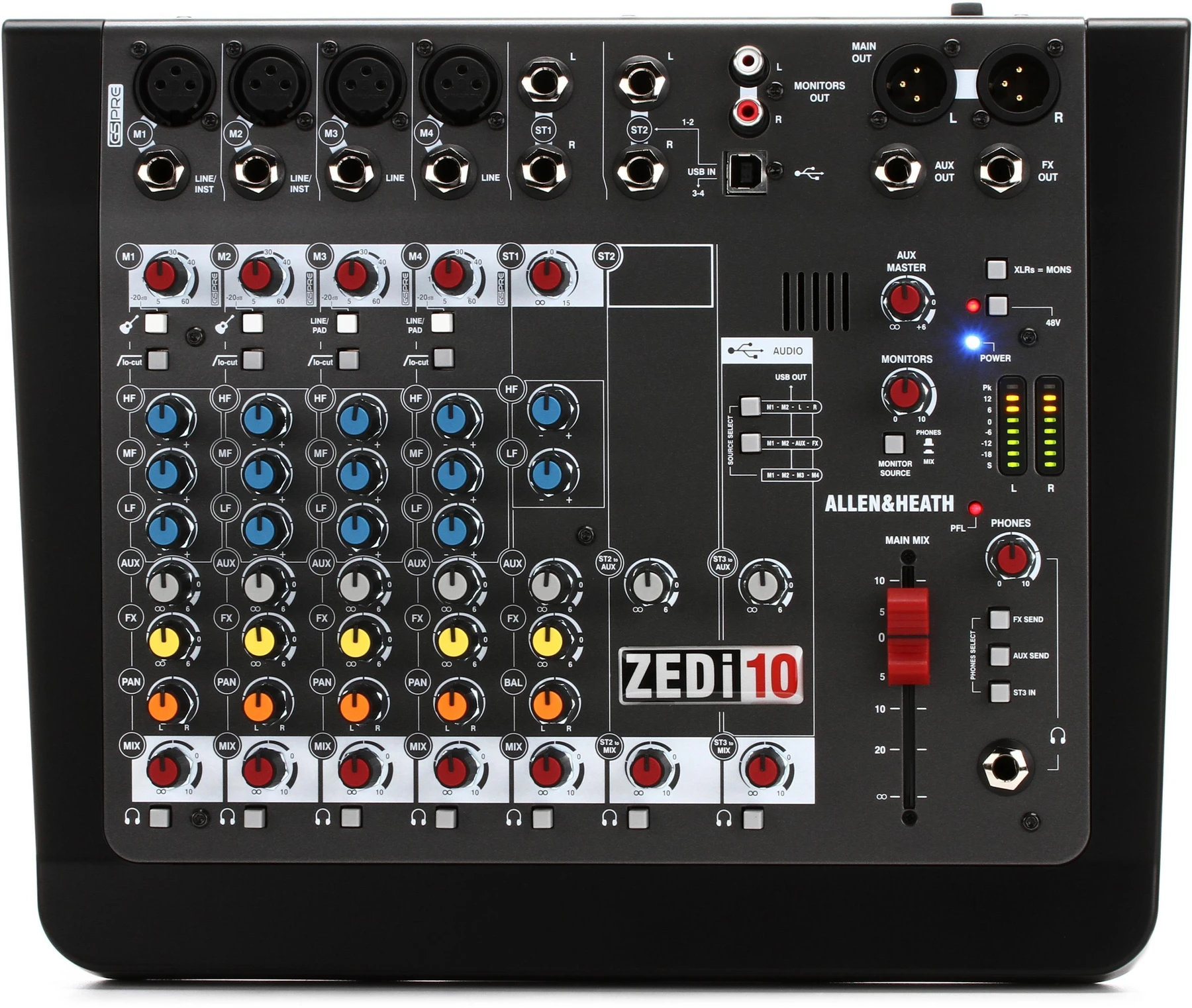 Allen & Heath ZEDi-10 10通道调音台，带 USB 音频接口