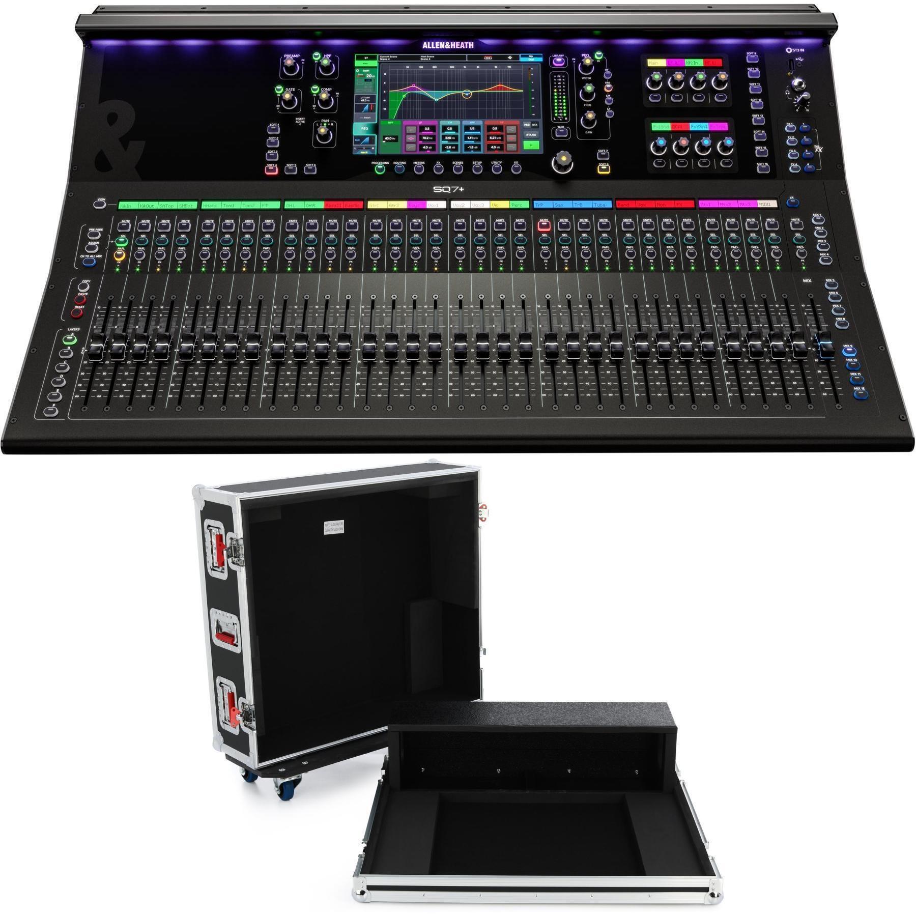 Allen & Heath SQ7+ 数字调音台，配 Gator GTOURAHSQ7 ATA 木制调音台箱