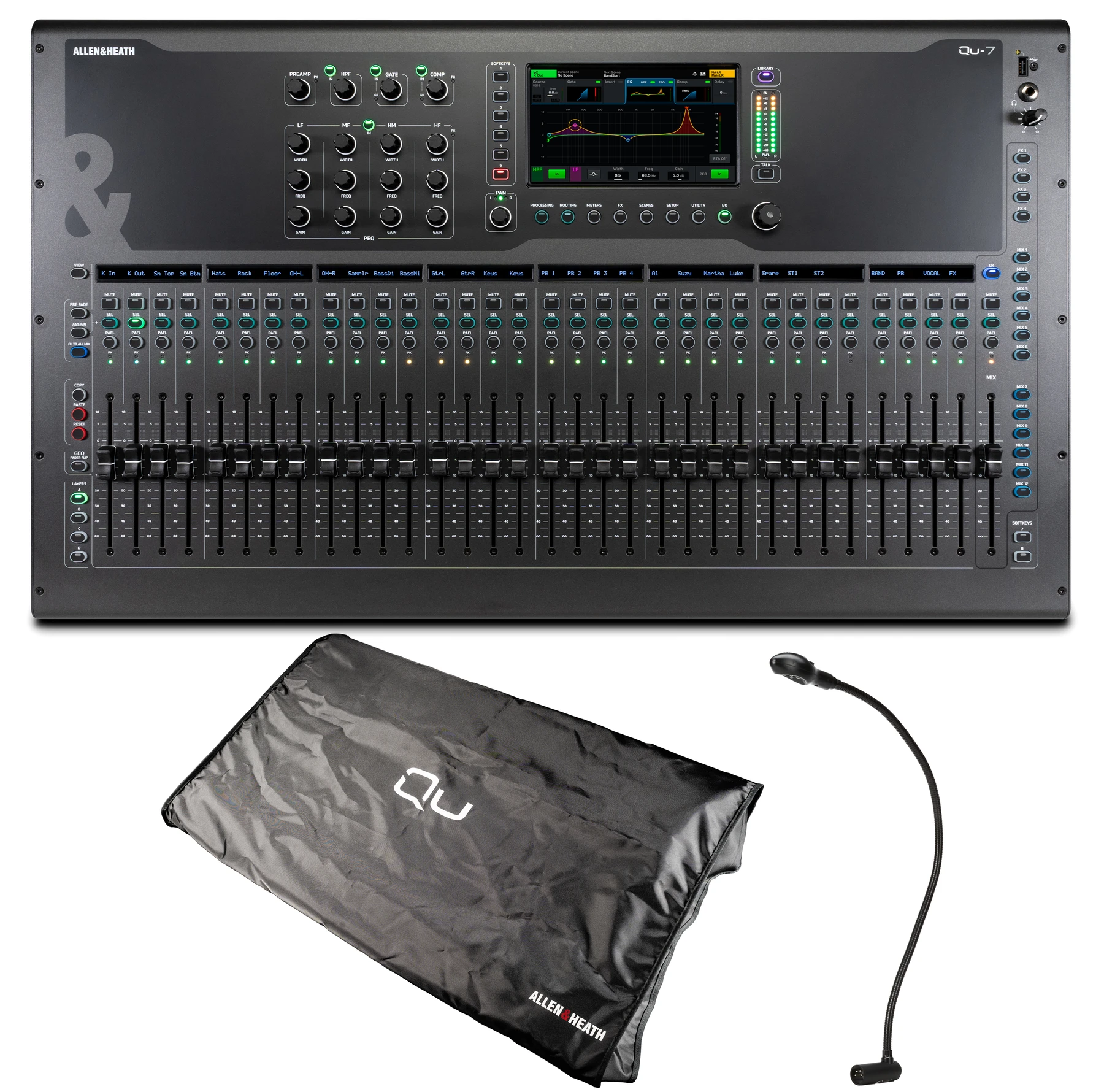 Allen & Heath Qu-7 38通道数字调音台，配防尘罩和照明灯