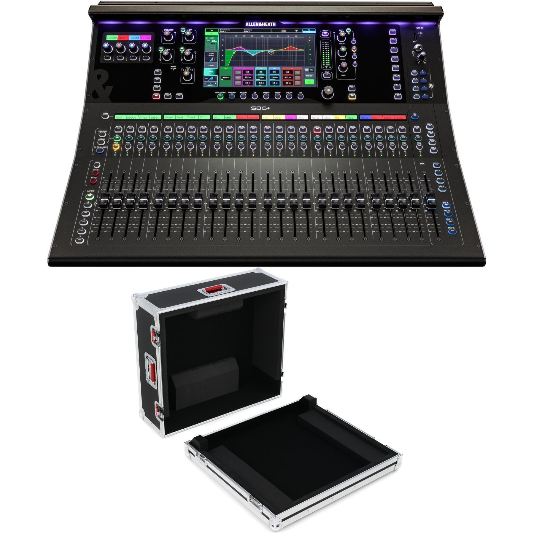 Allen & Heath SQ6+ 数字调音台，配 ATA 木制调音台箱