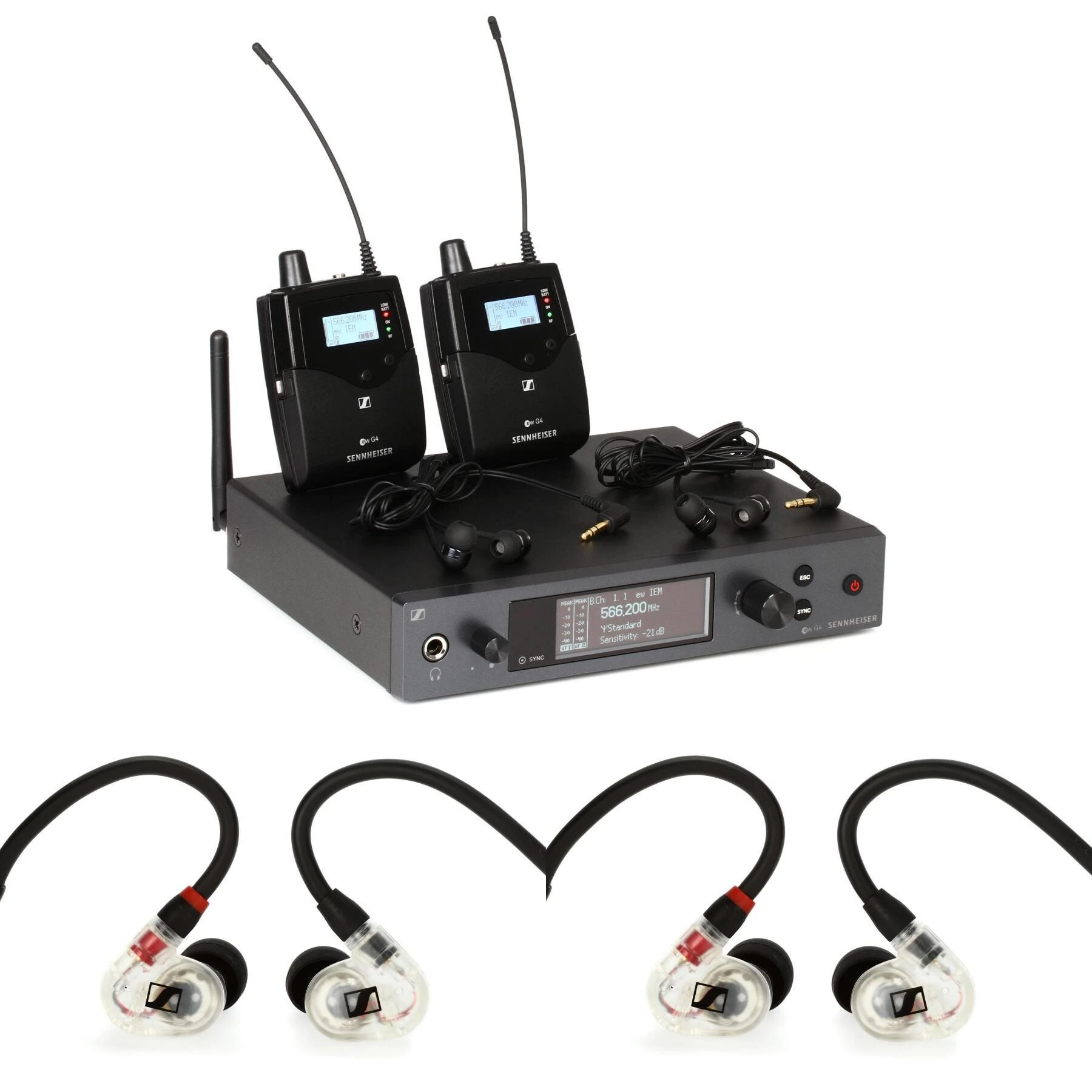 森海塞尔 EW IEM G4-TWIN 无线入耳监听系统套装 - A1 频段，含 IE 100 耳机