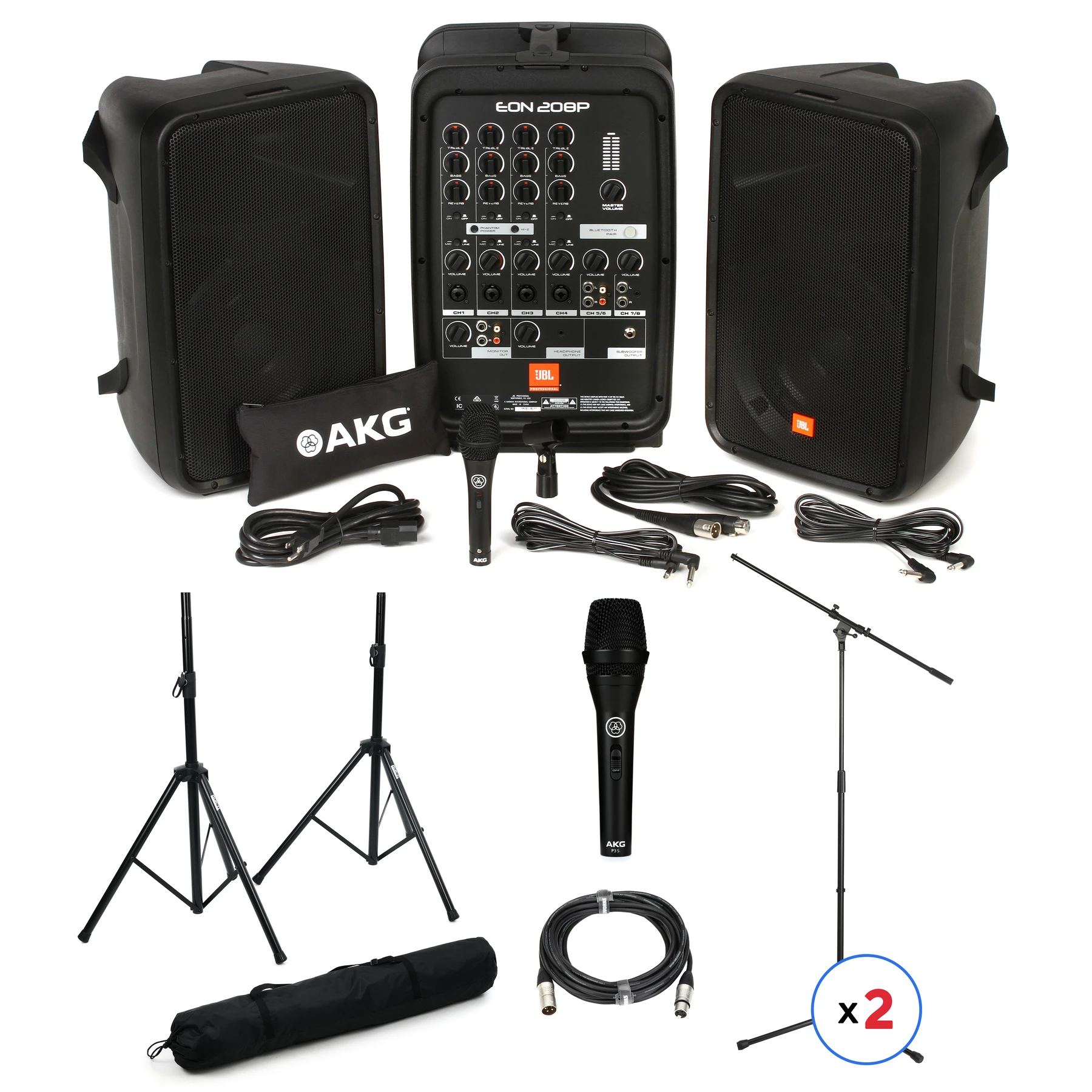 JBL EON208P 2 Performer Portable PA System Bundle