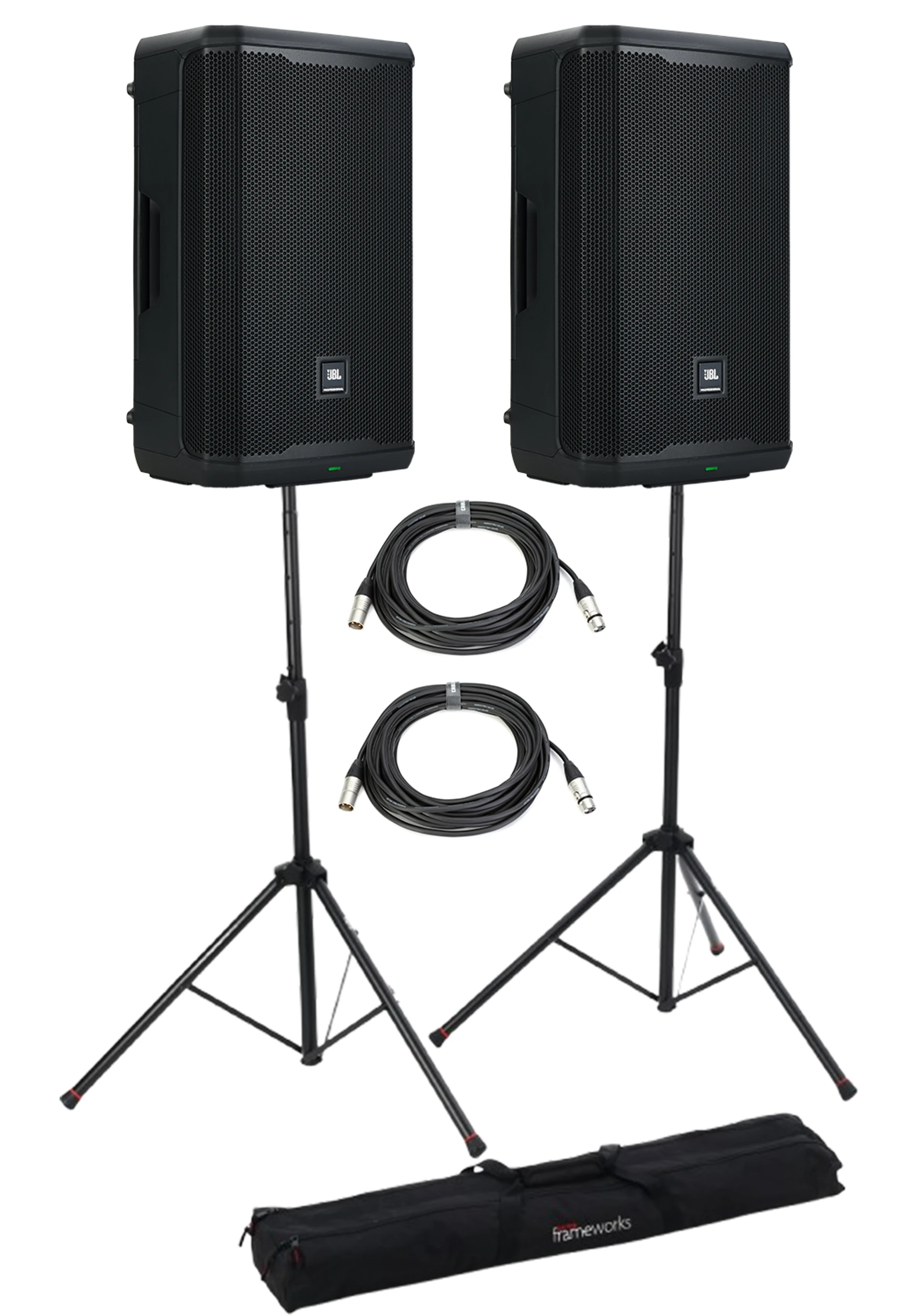 JBL PRX912 12-inch Powered Loudspeaker Pair Stand Bundle