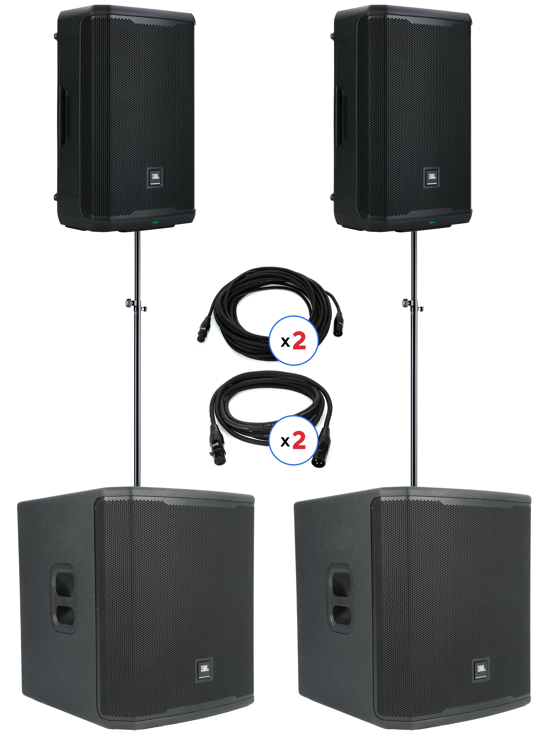 JBL PRX912 12-inch Powered Loudspeaker and 18-inch Powered Subwoofer PA Bundle