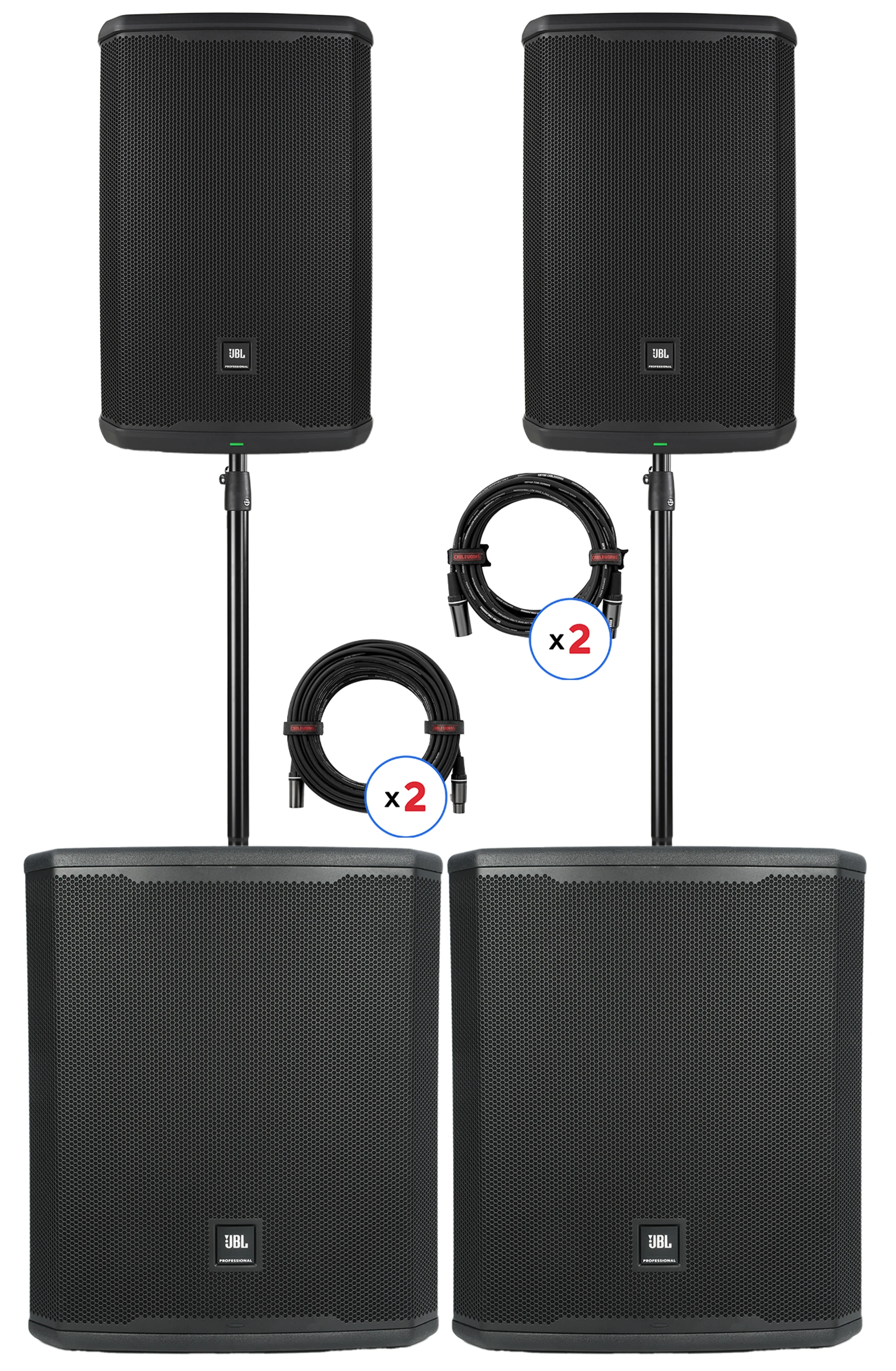 JBL PRX915 15-inch Powered Loudspeaker and PRX918XLF 18-inch Powered Subwoofer PA Bundle