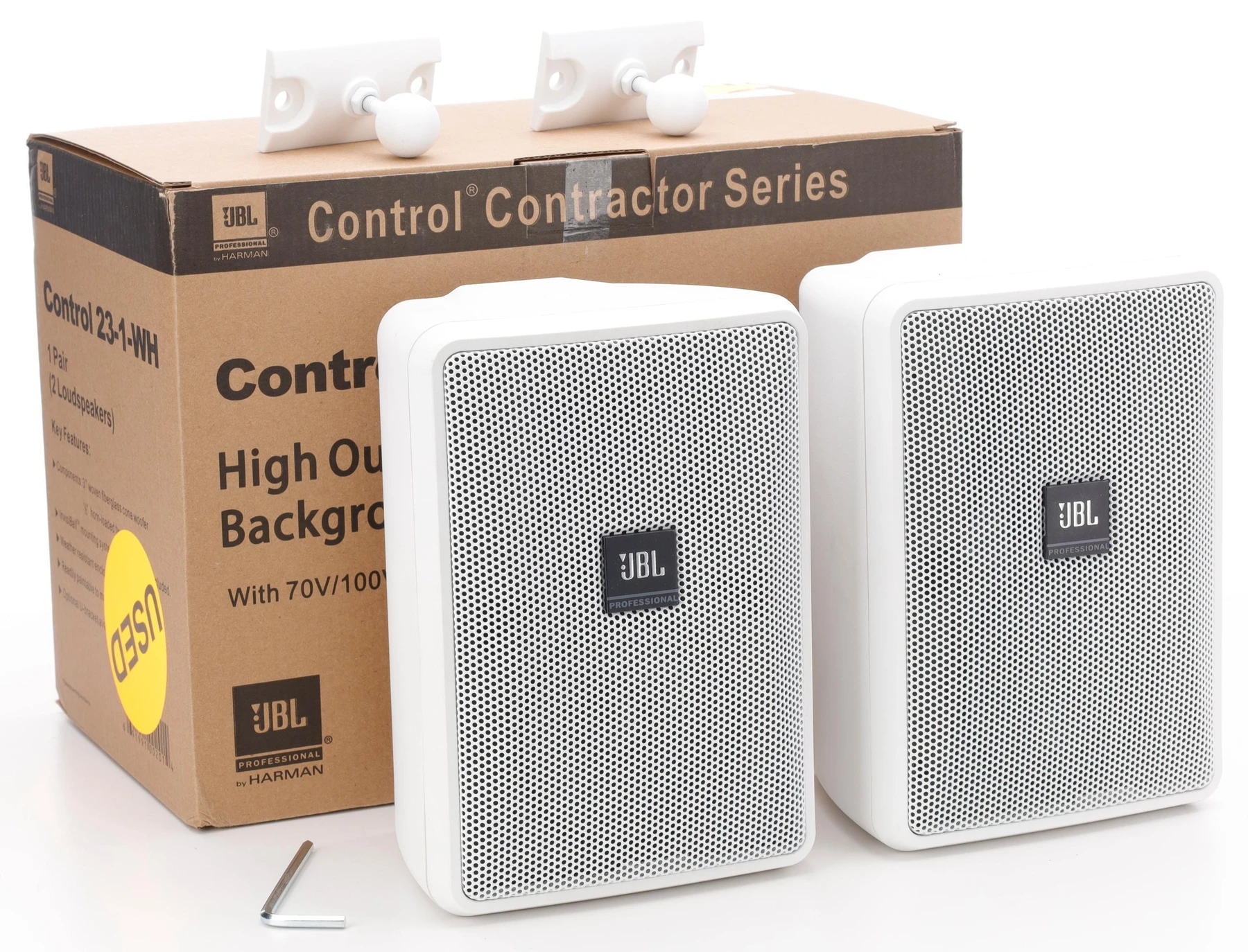 JBL Control 23-1 3-inch Ultra-Compact Indoor/Outdoor Speakers - White (Pair)