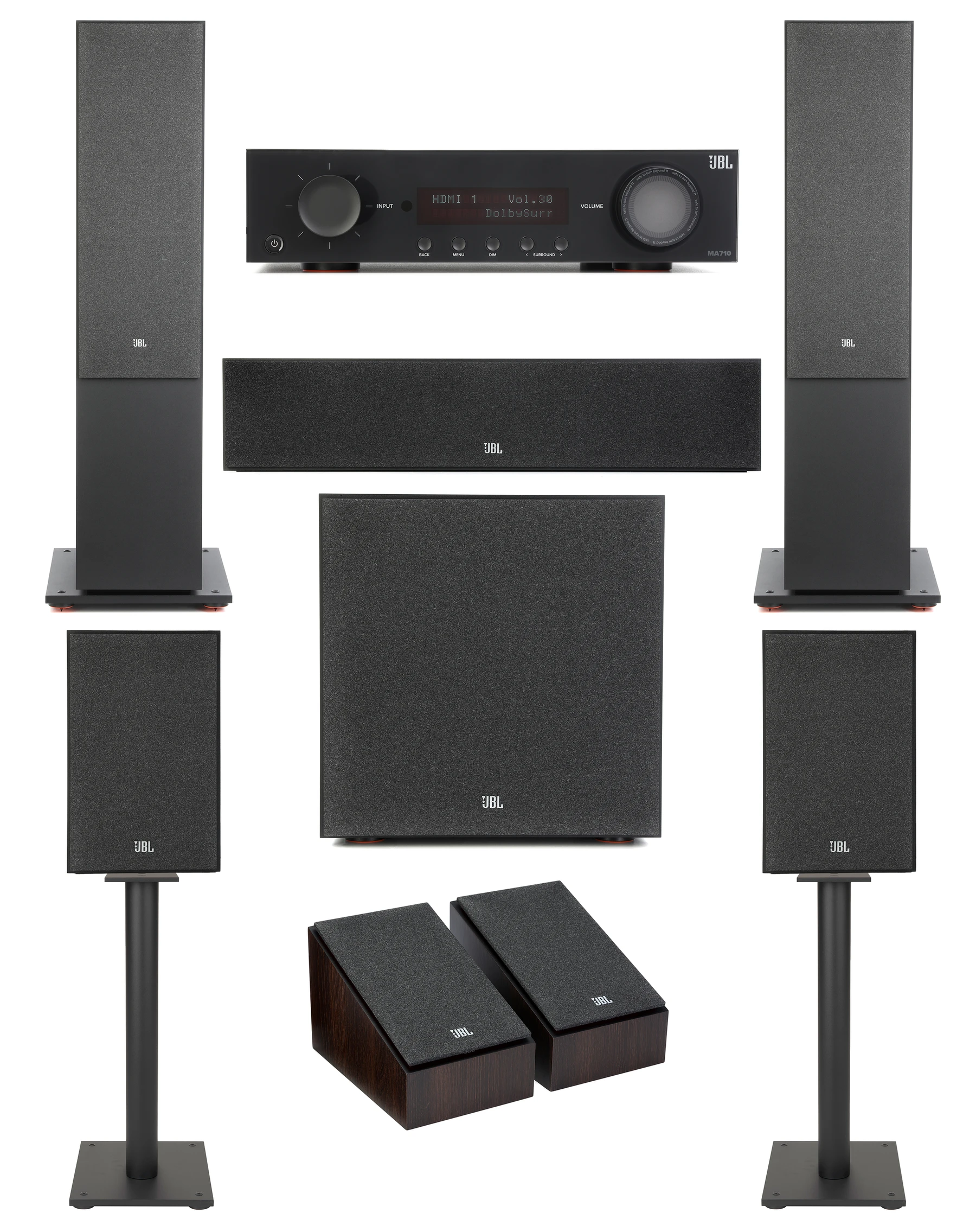 JBL MA710 8K影音接收器7.1家庭影院套装 - 黑色