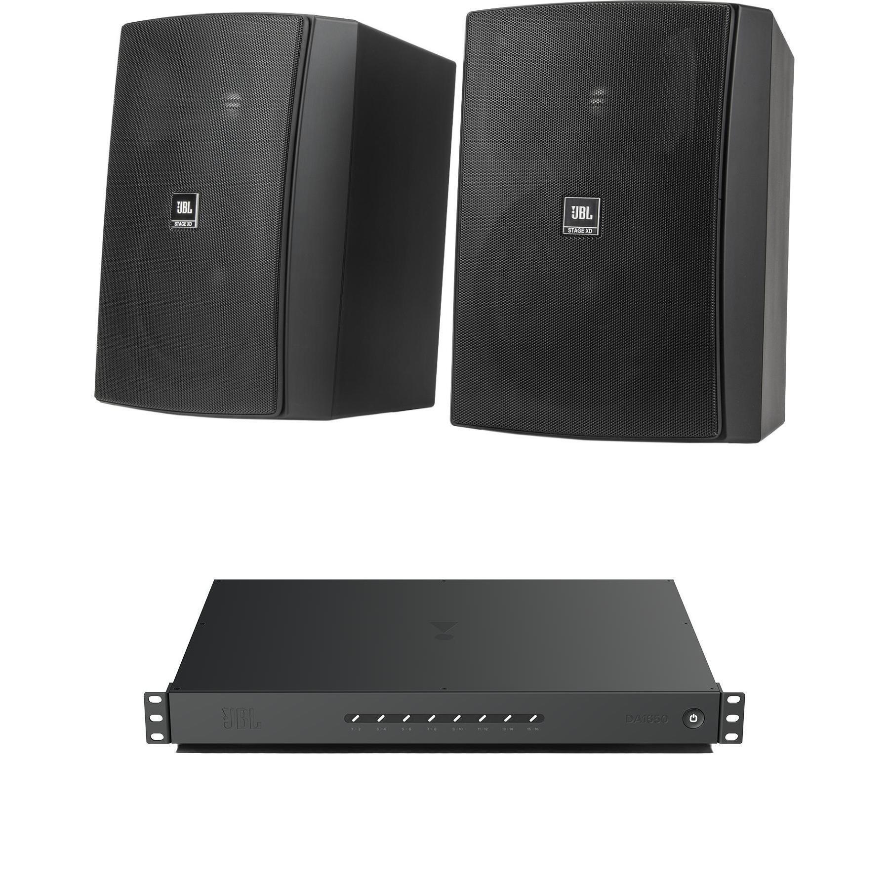 JBL XD-6 室内/室外全天候音箱含DA1650功放 - 黑色，一对