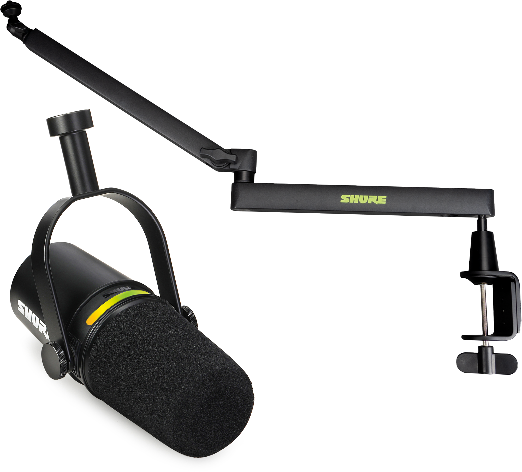 Shure/舒尔 MV7+ 混合型播客麦克风搭配桌面悬臂支架