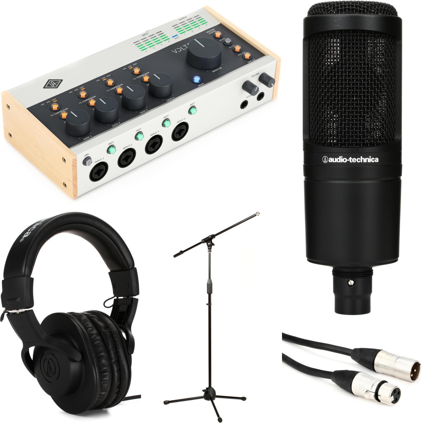 Universal Audio Volt 476P USB-C 音频接口与 Audio-Technica AT2020 麦克风套装