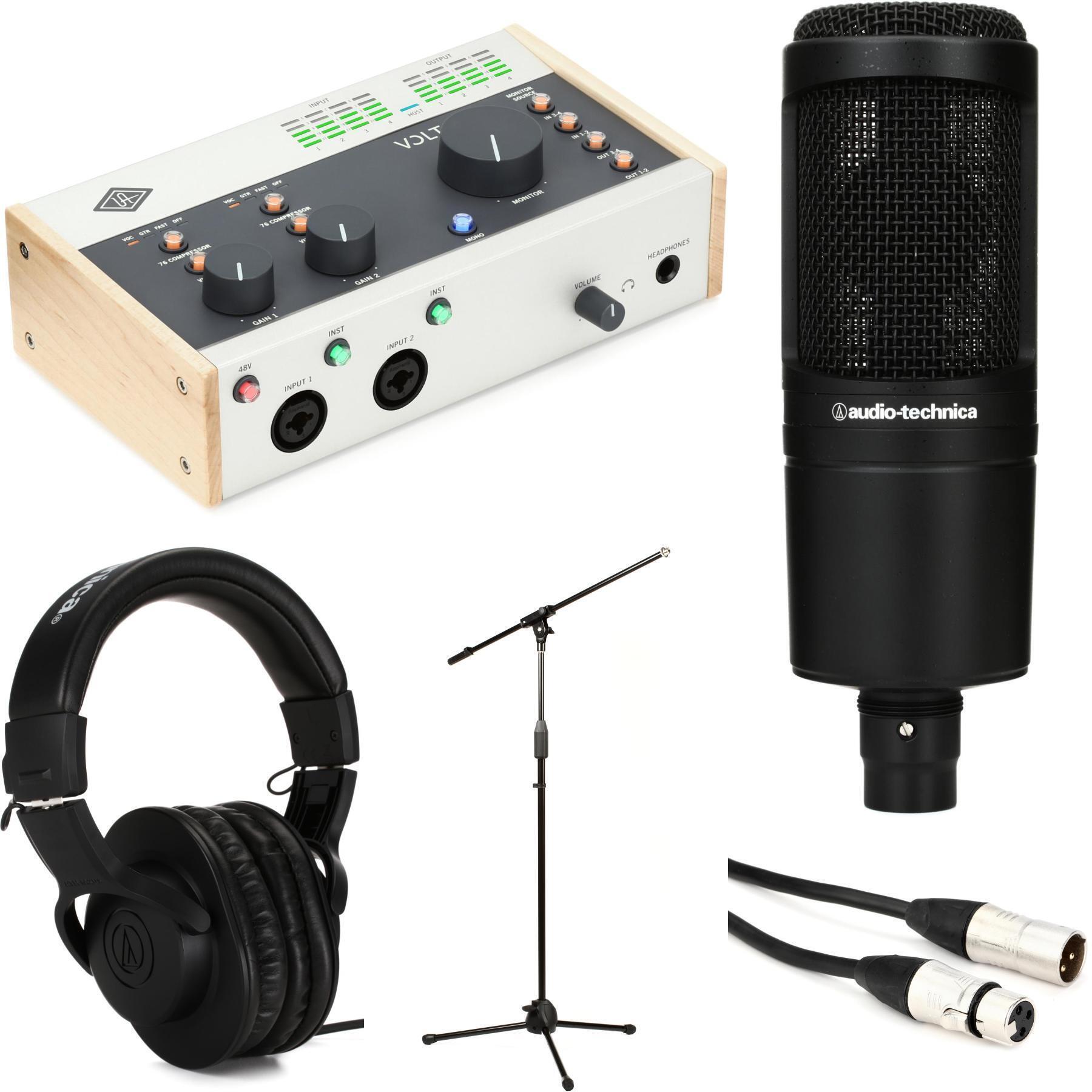 Universal Audio Volt 476 USB-C 音频接口与 Audio-Technica AT2020 麦克风套装
