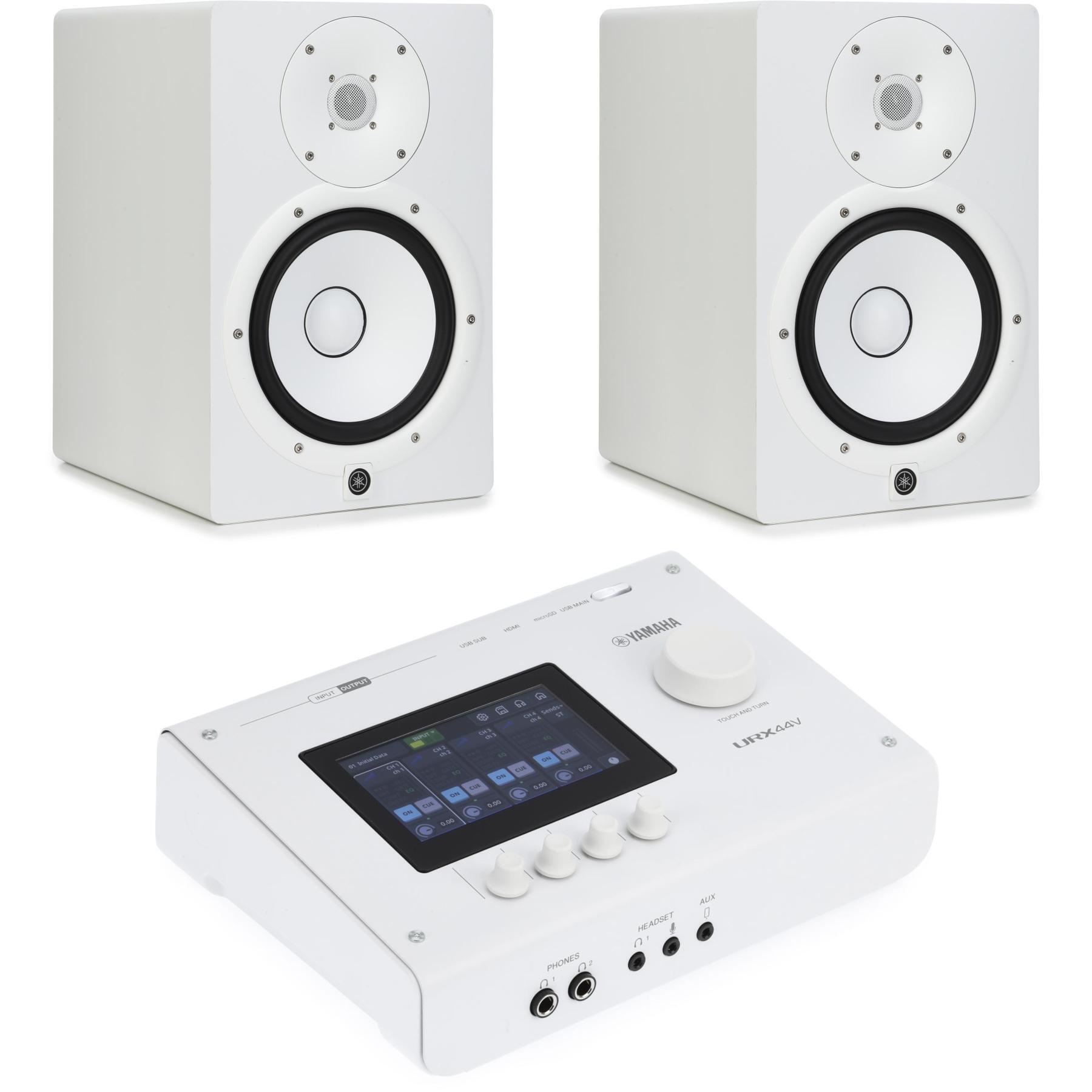 Yamaha URX44V USB-C 音视频接口和 HS8 监听音箱 - 白色