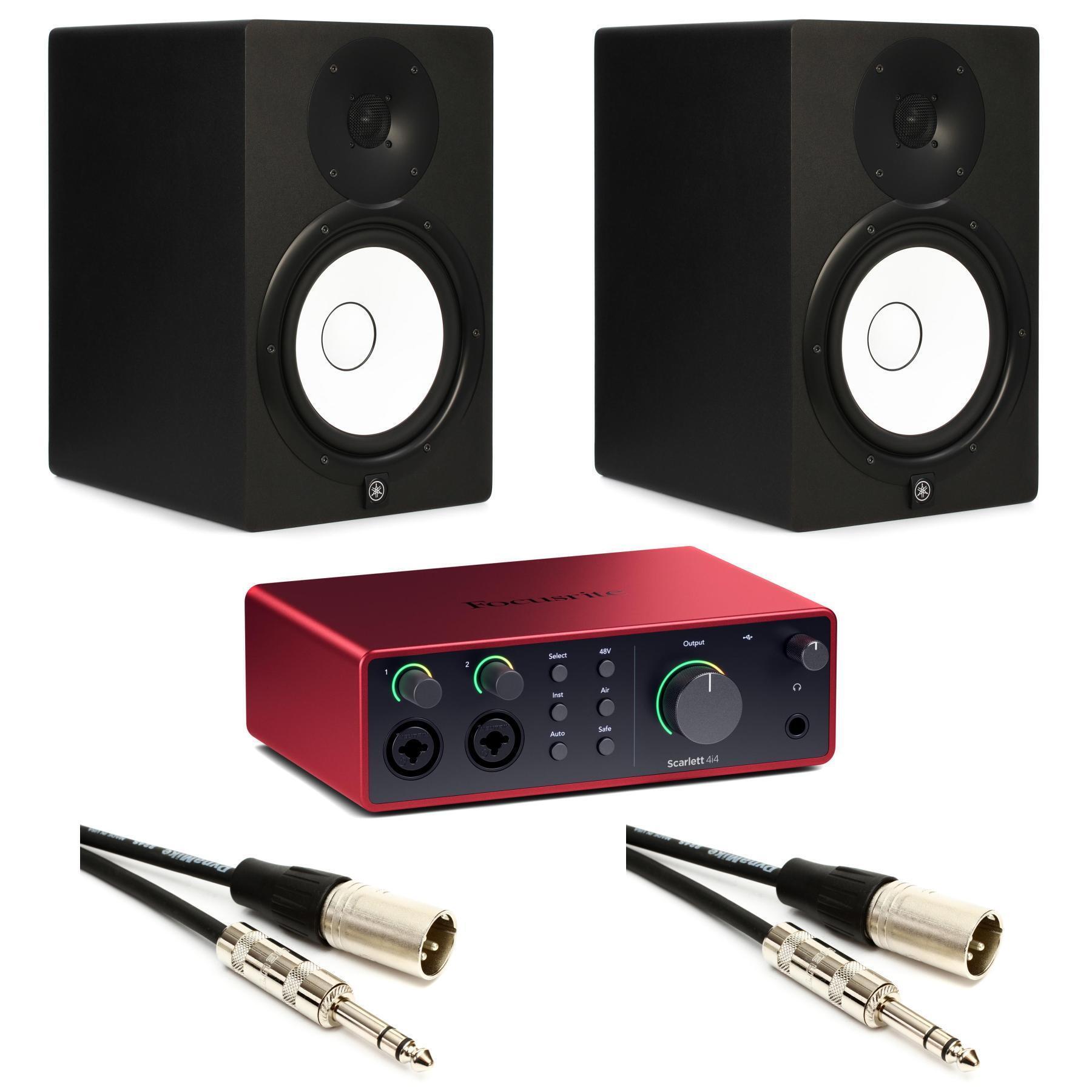 Focusrite Scarlett 4i4 4代 USB 音频接口与 Yamaha HS8 8英寸有源录音室监听音箱套装